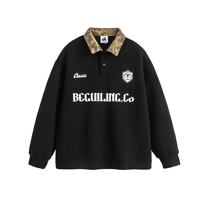 College Style Lapel Sweatshirt