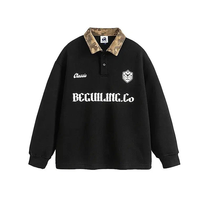 College Style Lapel Sweatshirt