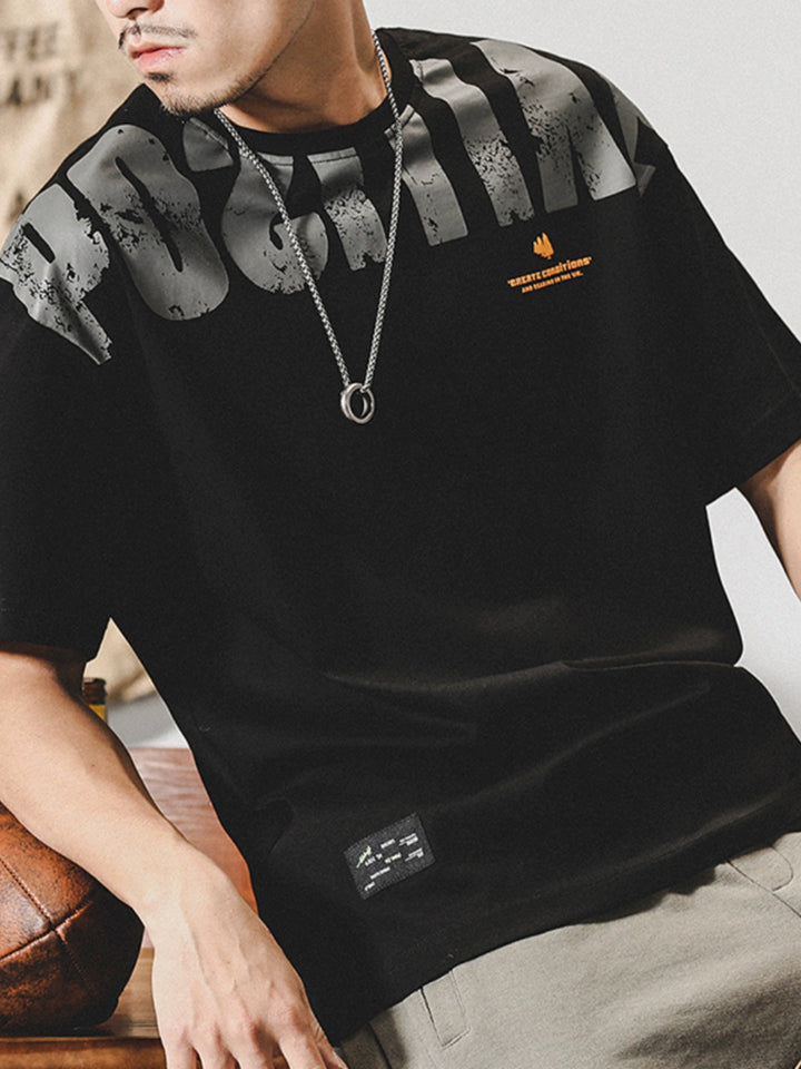 Bedrucktes Baumwoll-T-Shirt mit lockerer Passform und kurzen Ärmeln 
