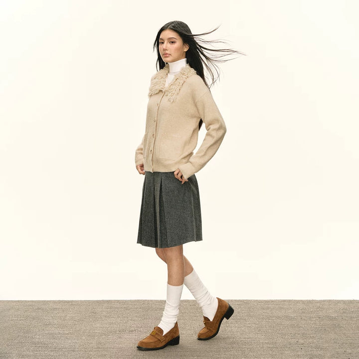 Retro Fuzzy Krage Stickad Kavajtröja 