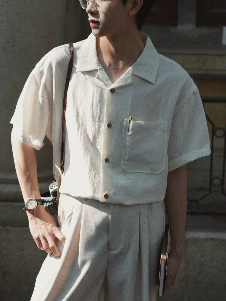 Cuban Collar Short Sleeve Shirt