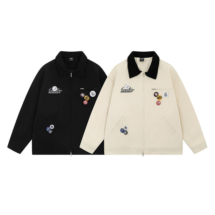 Embroidered Badge Lapel Jacket