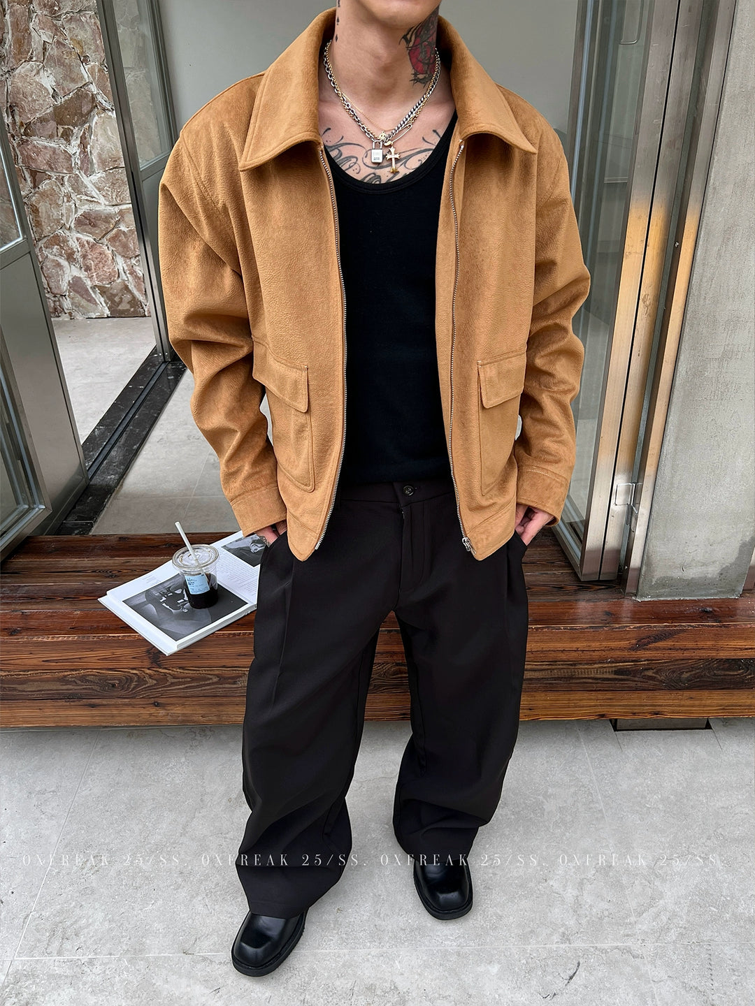 Patch Pockets Suede Short Jacket