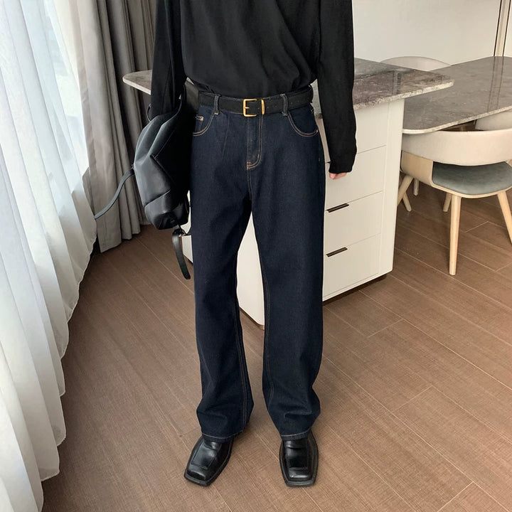 بنطلونات جينز مستقيمة الساق مبطنة بالفليس 