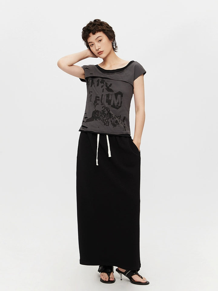 Ripped Retro Print Slim Fit Turtleneck