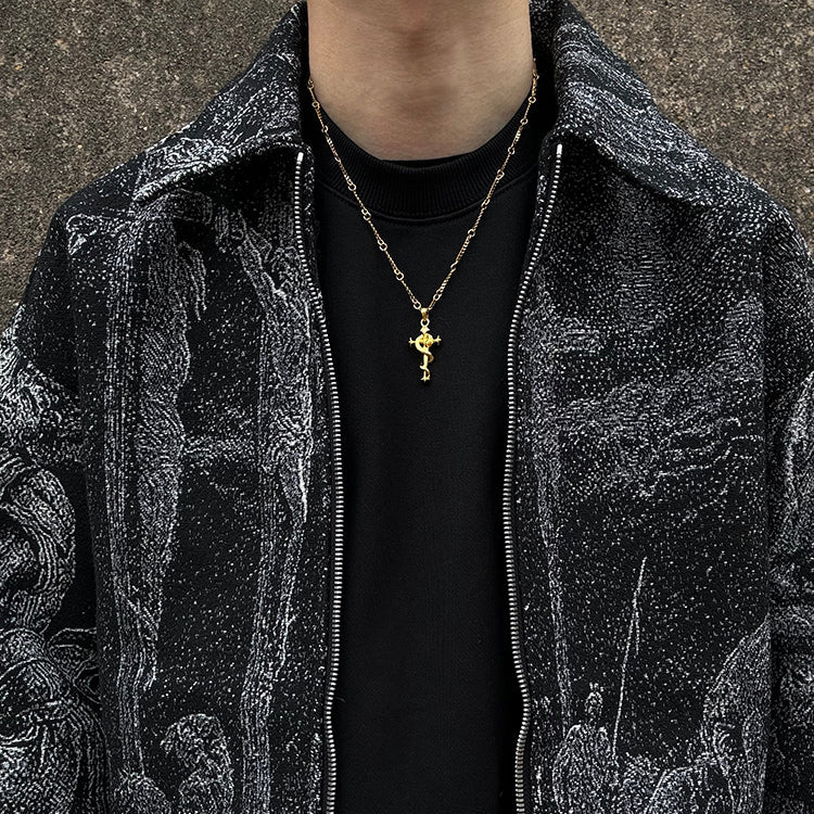 Snake Cross Pendant Necklace Zodiac Chain