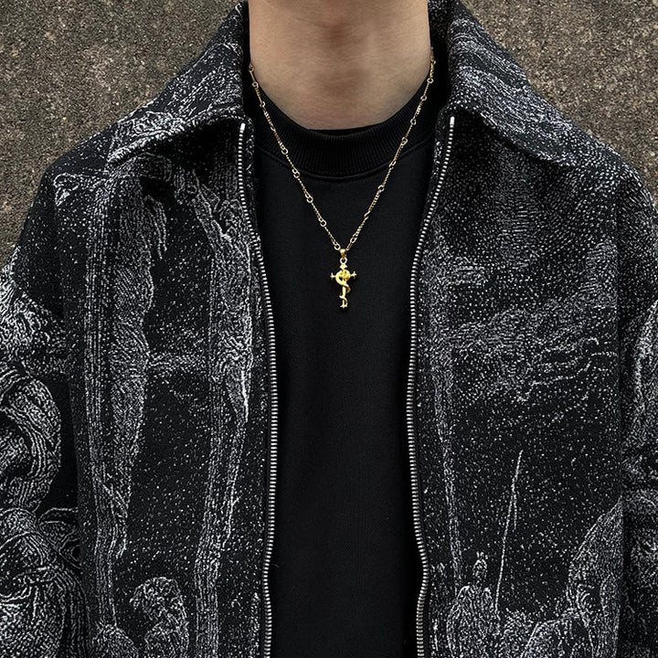 Snake Cross Pendant Necklace Zodiac Chain