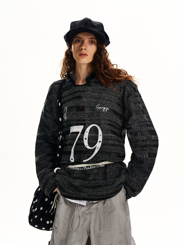 Long-sleeved Striped Knit Sweater