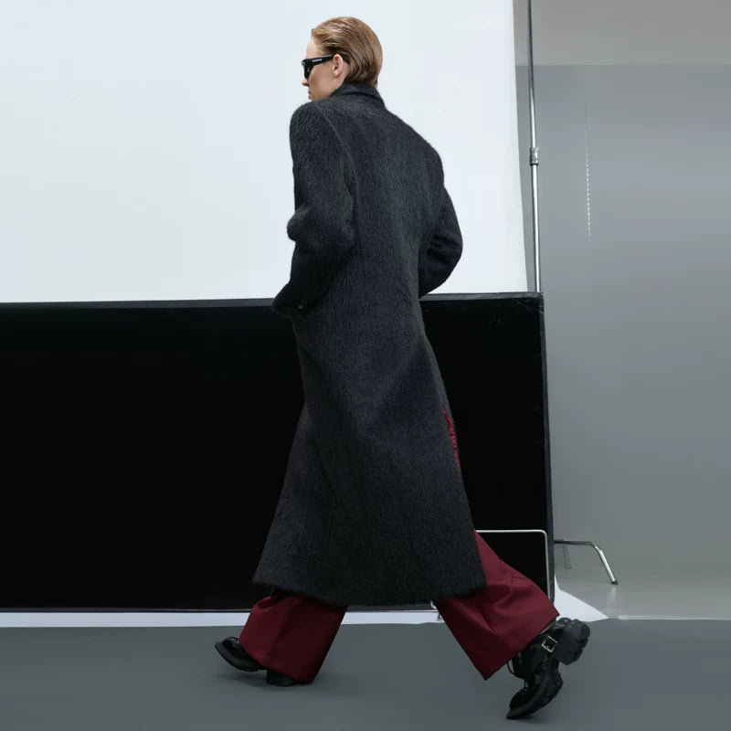 Double-Breasted Oversized Wool Trench Coat