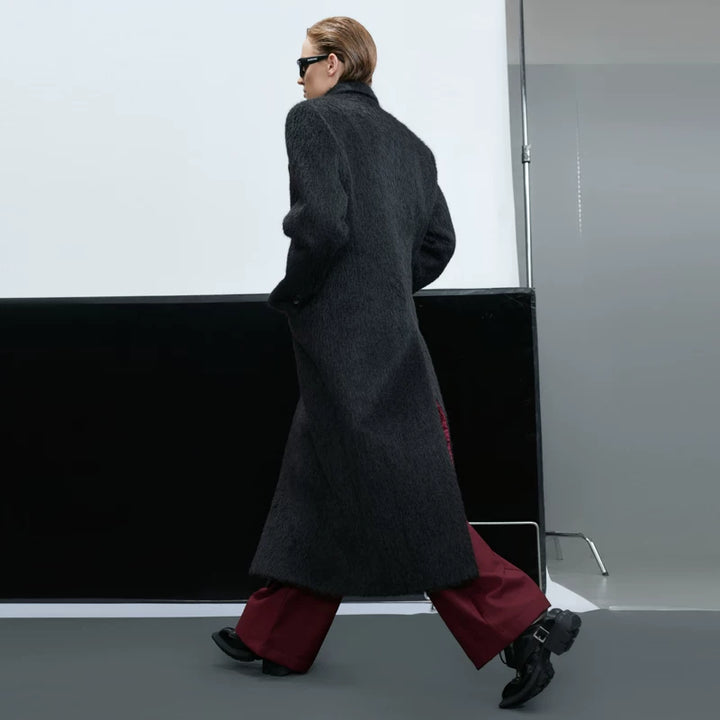 Double-Breasted Oversized Wool Trench Coat