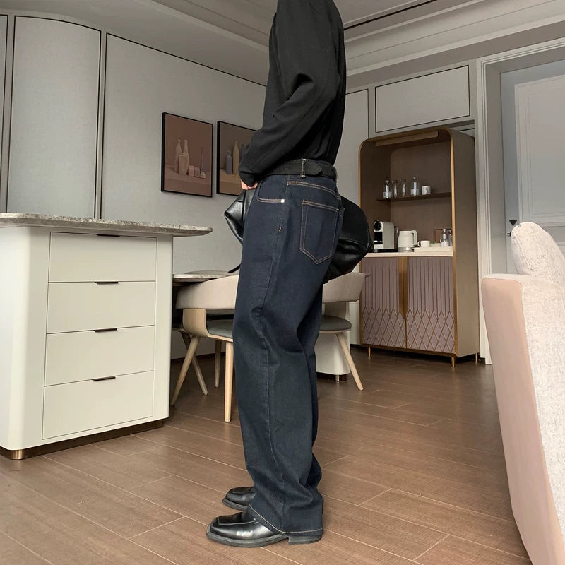 بنطلونات جينز مستقيمة الساق مبطنة بالفليس 