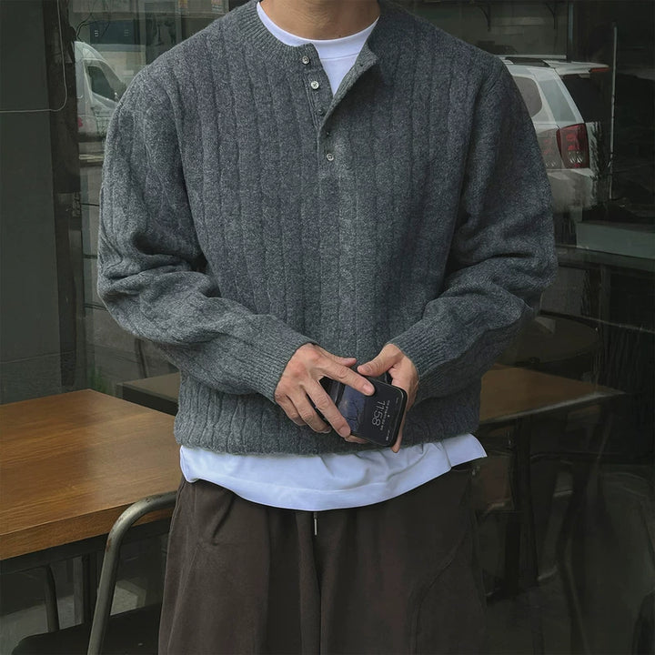 سويت شيرت طويل الأكمام بنمط هينلي كولار 