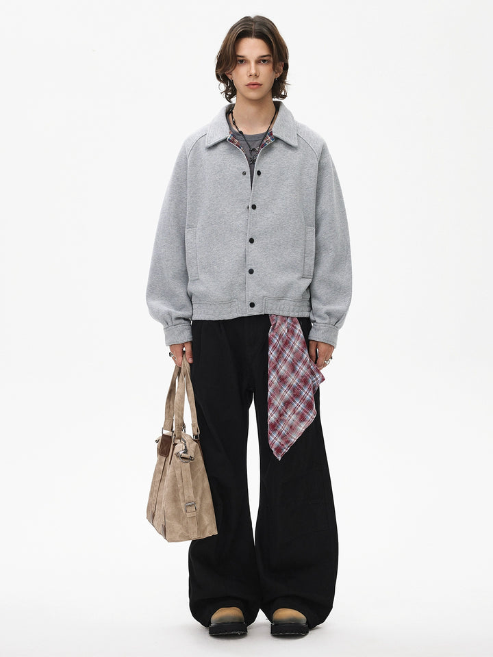 Veste courte ample à carreaux en patchwork 