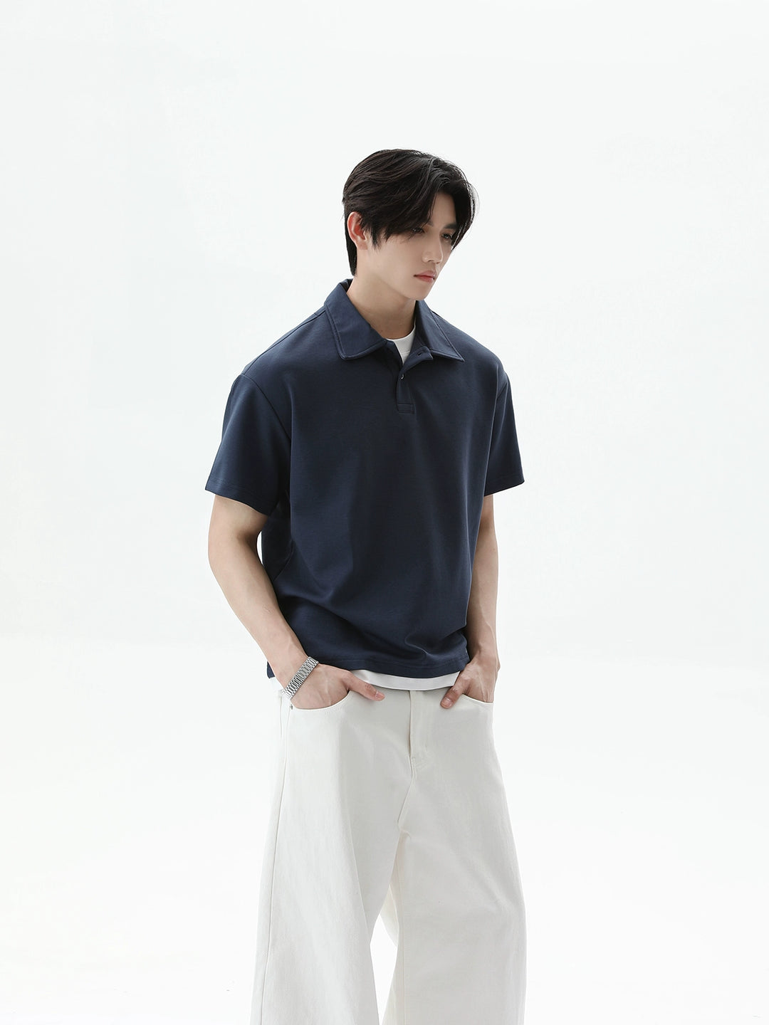 Loose Fit Short Sleeve Polo Shirt