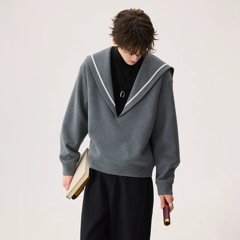 Sailor Collar High-Neck Sweatshirt