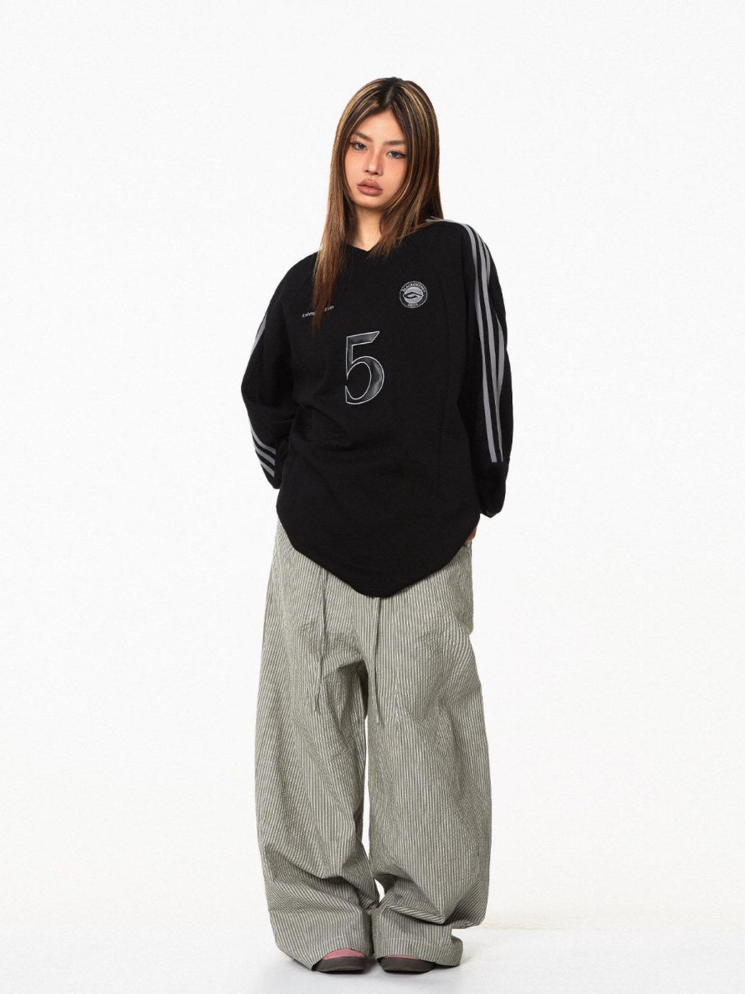 Retro Striped Wide-Leg Casual Pants