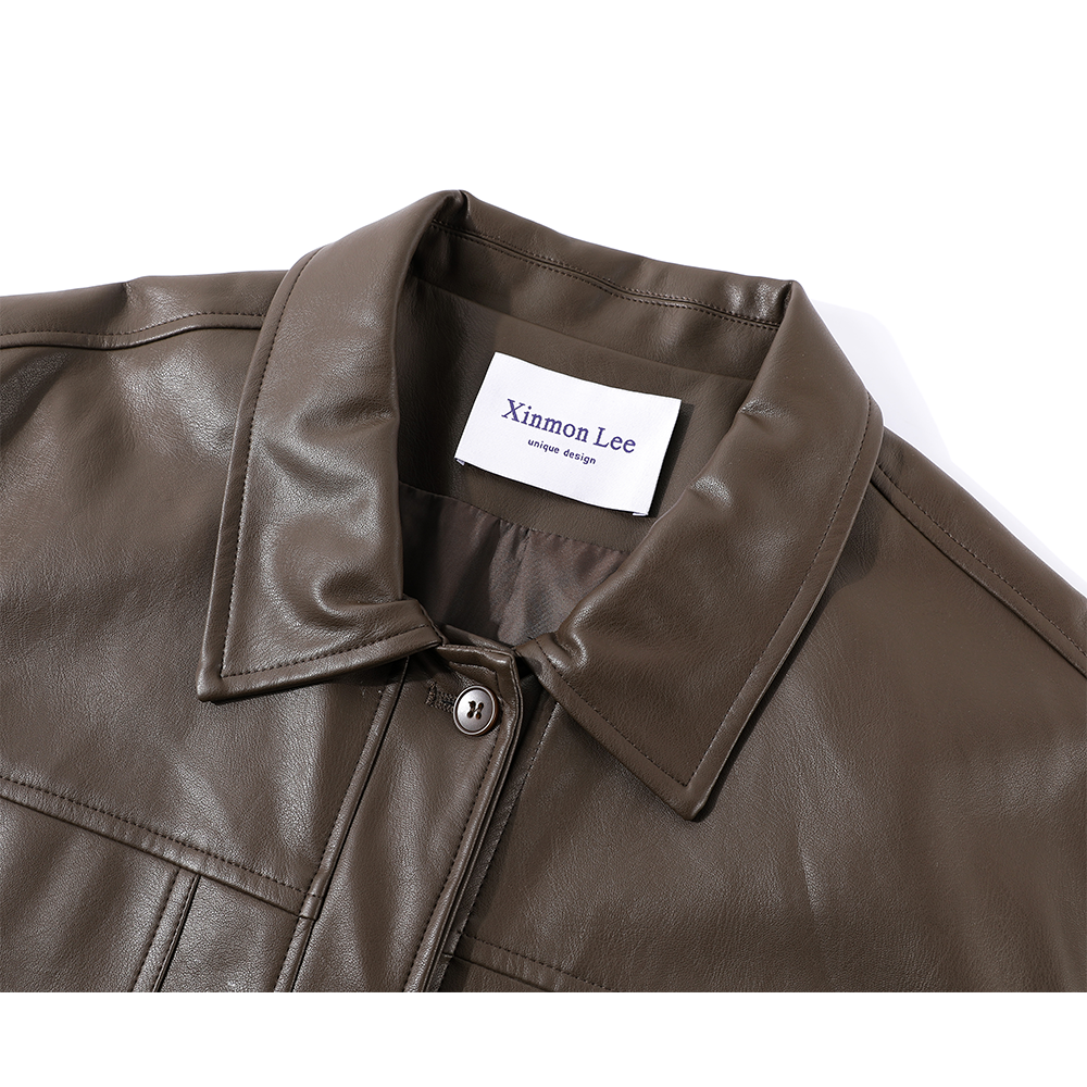 Retro faux skinnpolo kragejakke 
