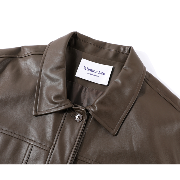 Retro faux skinnpolo kragejakke 