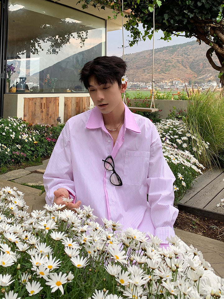 줄무늬 긴팔 셔츠 
