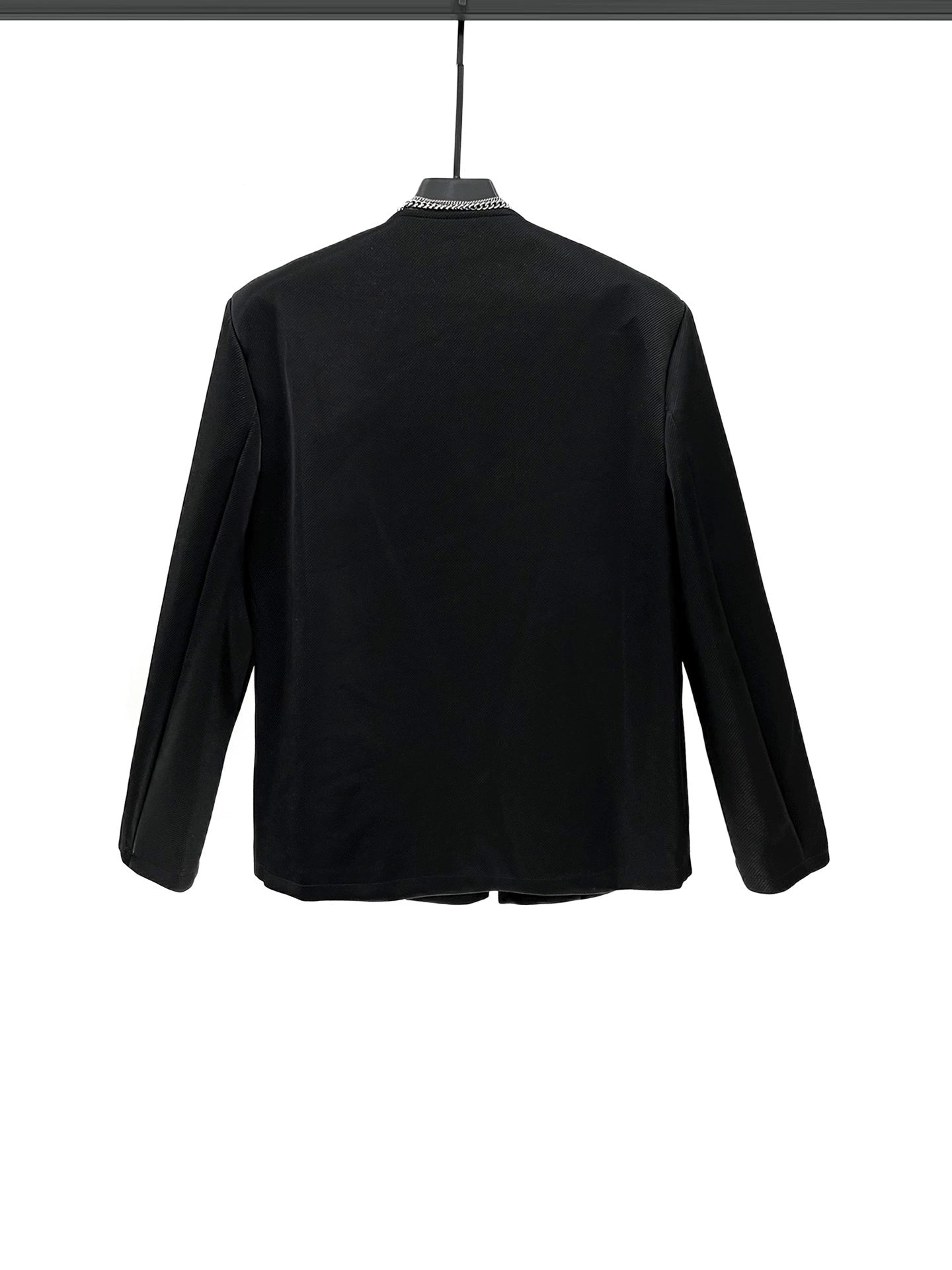 Metal Kapatmalar ile Yuvarlak Yaka Deri Ceket 