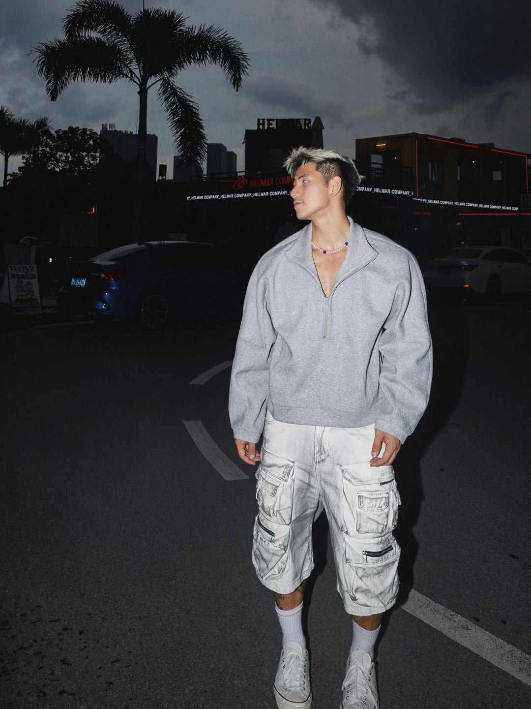 Half-Zip Stand Collar Sweatshirt