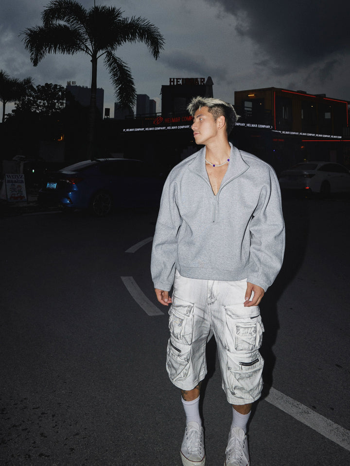 Half-Zip Stand Collar Sweatshirt