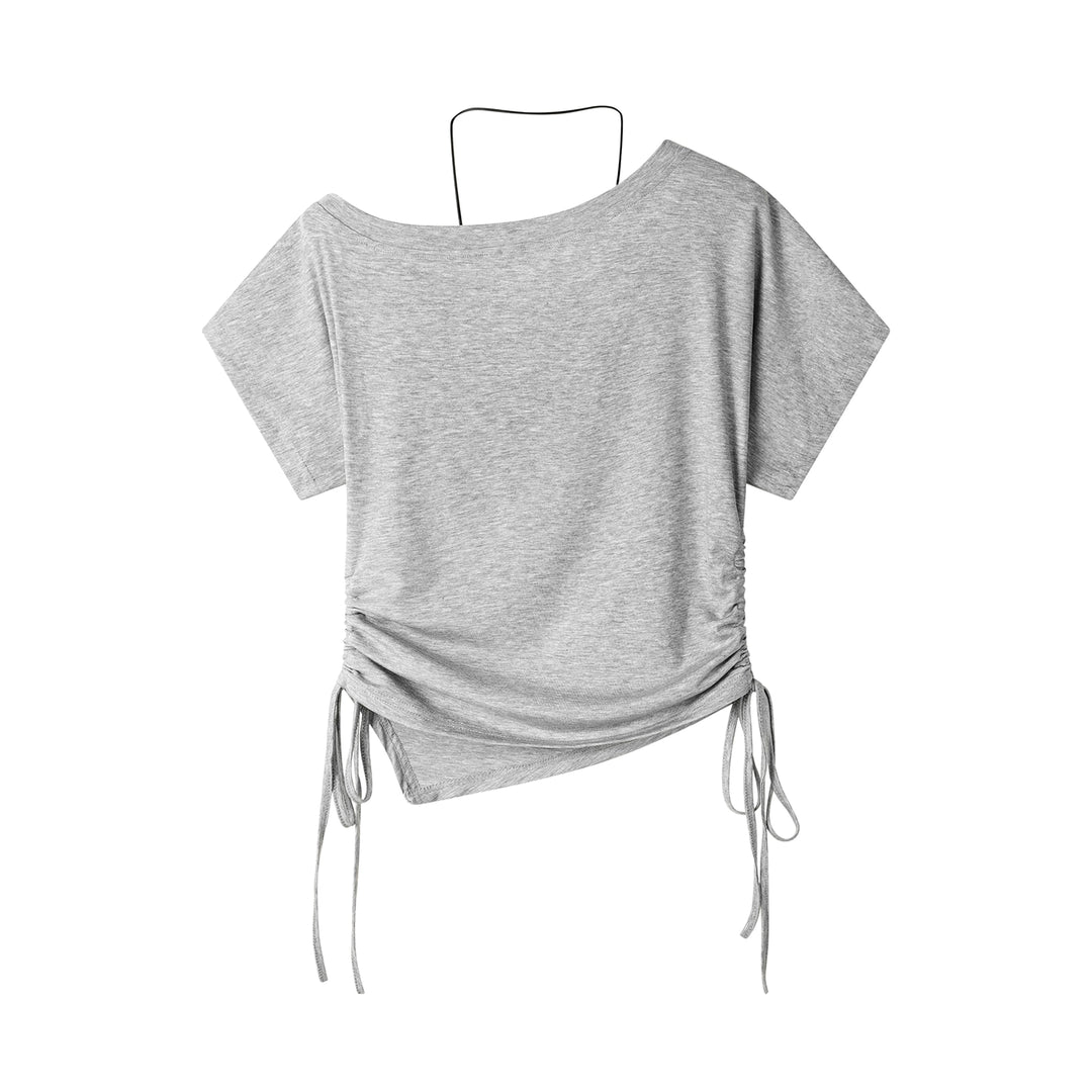 T-shirt à manches courtes froncé à une épaule 