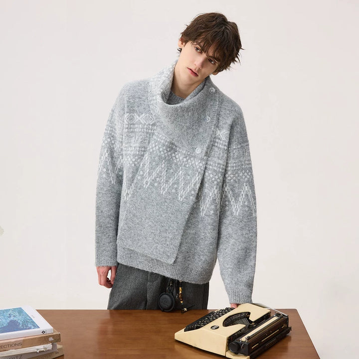 Fair Isle Detachable Scarf Sweater