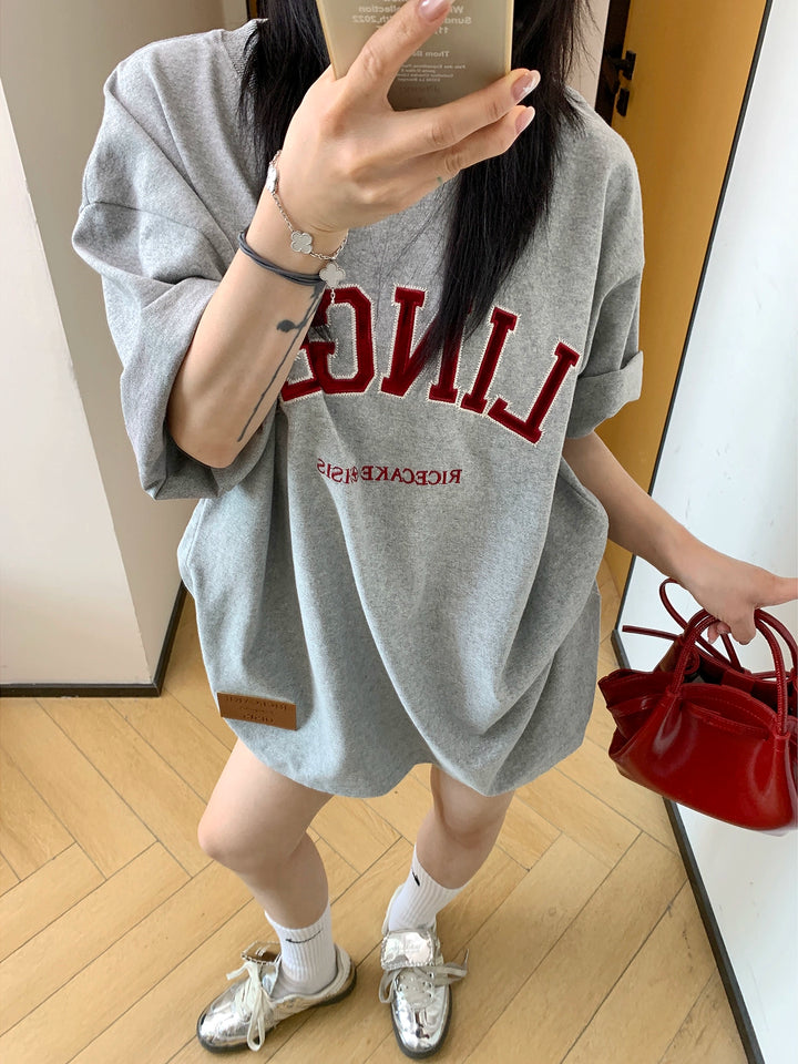 Loose Embroidered Short-Sleeve T-Shirt