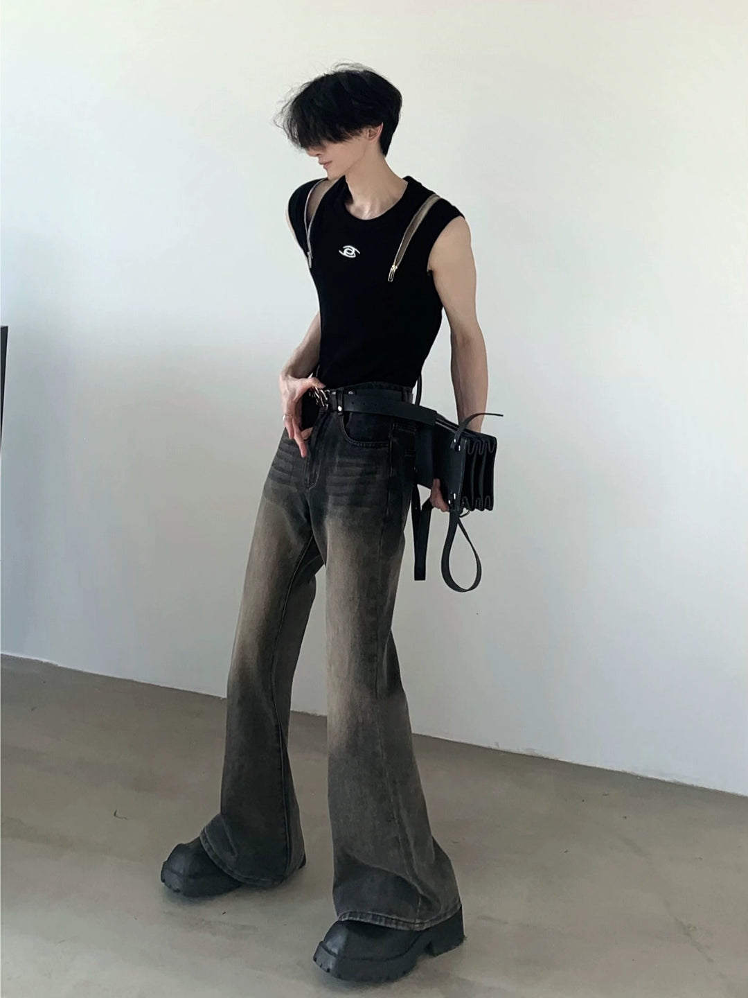 Punk Deconstructed Zipper Hollow Tank Top