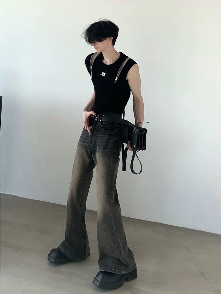 Punk Deconstructed Zipper Hollow Tank Top