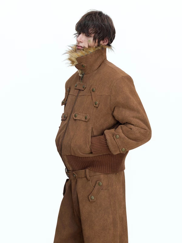 Короткая куртка из тяжелого замшевого флиса 