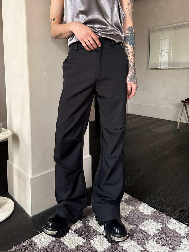 Pleated Drape Micro-Flared Pants