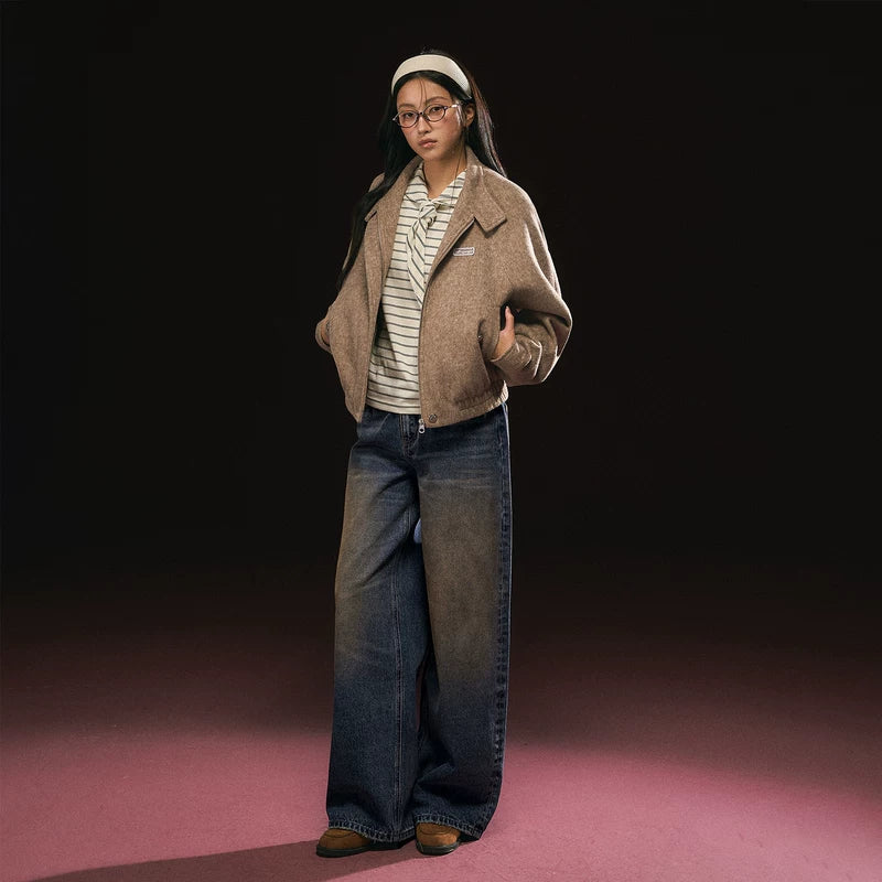 Calças de Denim Largas e Soltas Retro 