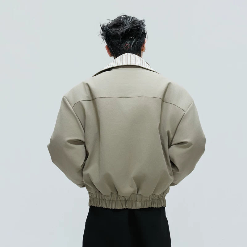 Striped Double Collar Cotton Jacket