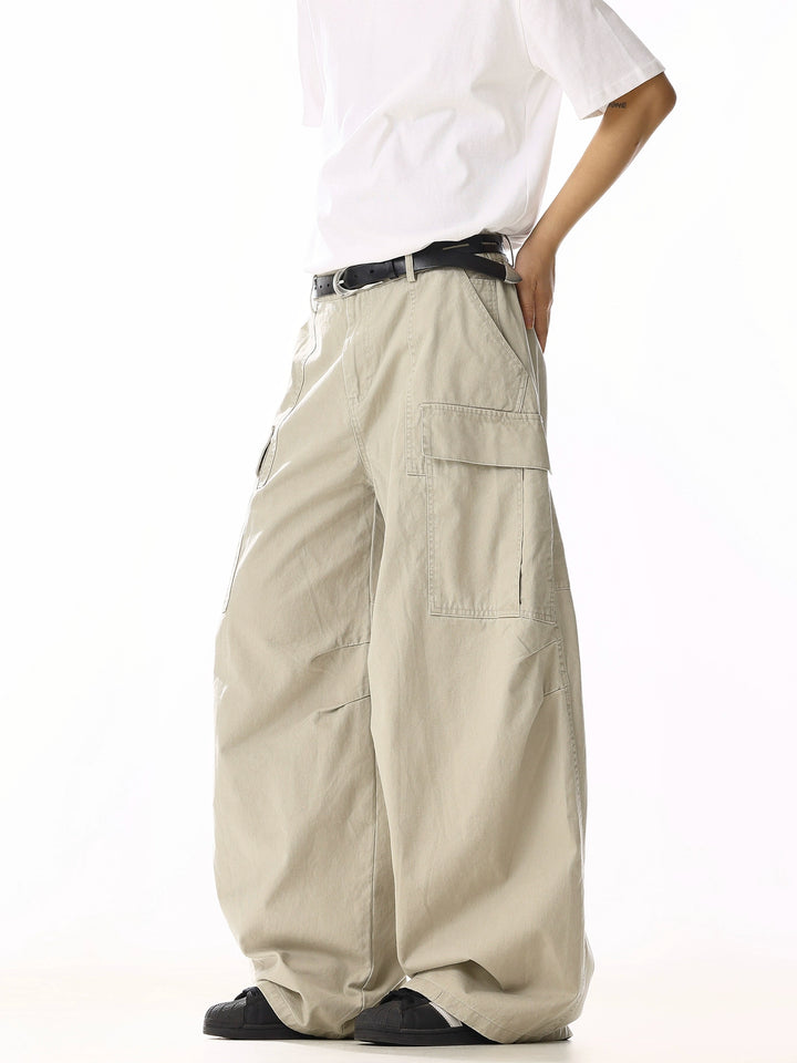 Side Pockets Wide-Leg Cargo Pants
