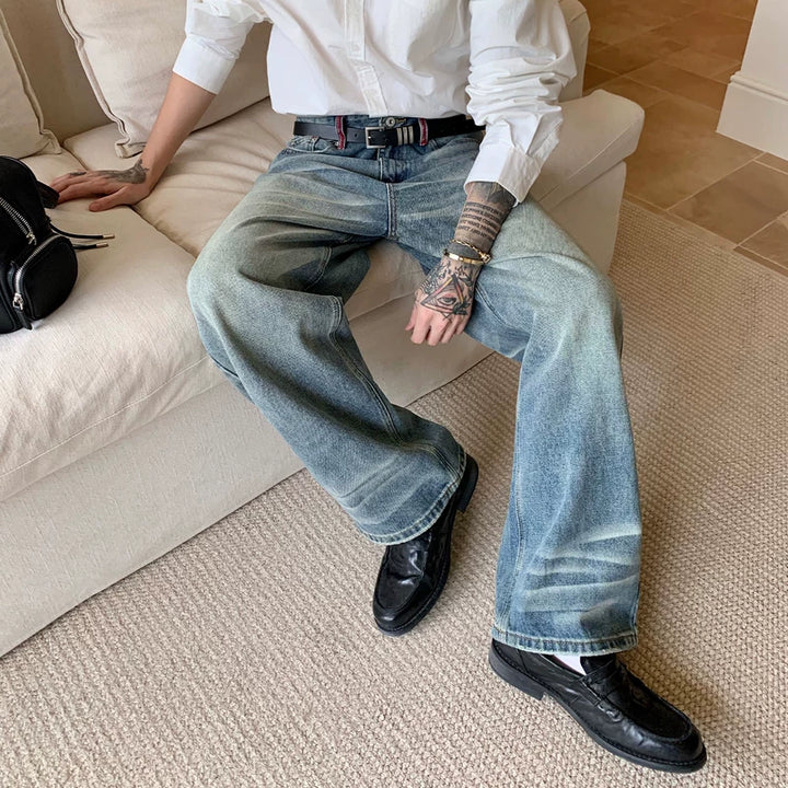 Versleten Losse Rechte Jeansbroek 