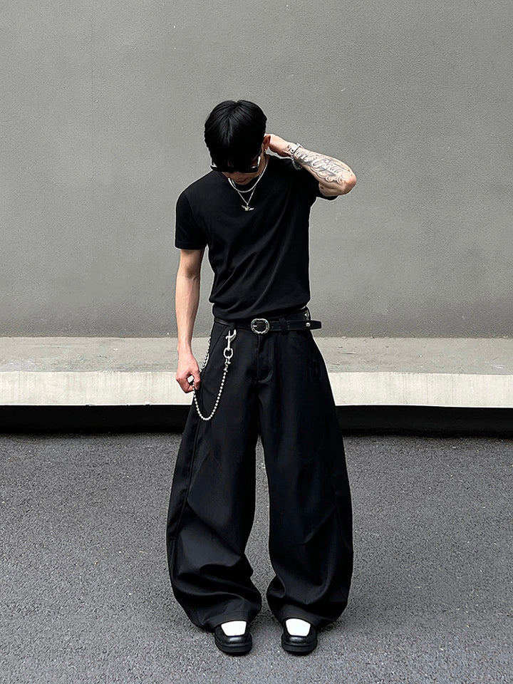 Wide-Leg Pleated Casual Pants