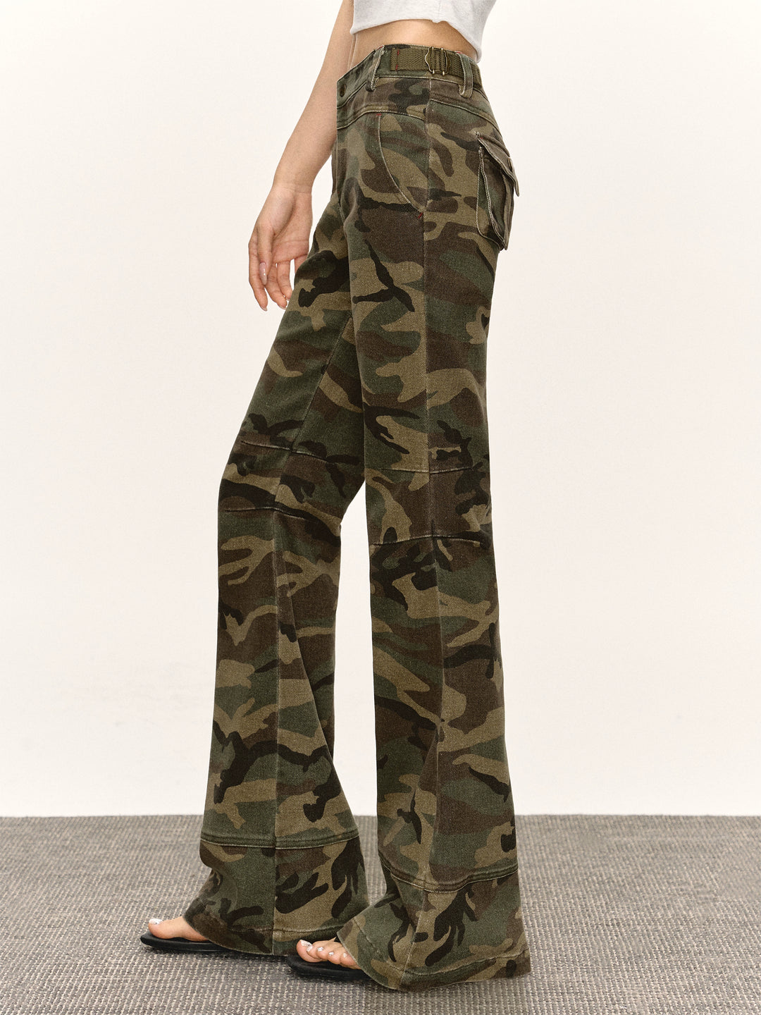 Retro Camouflage Flare Casual Pants