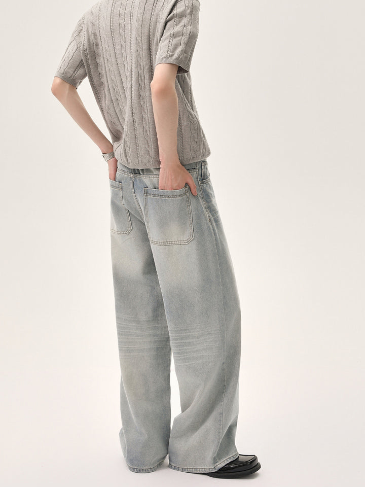 Wide-Leg Distressed Jeans