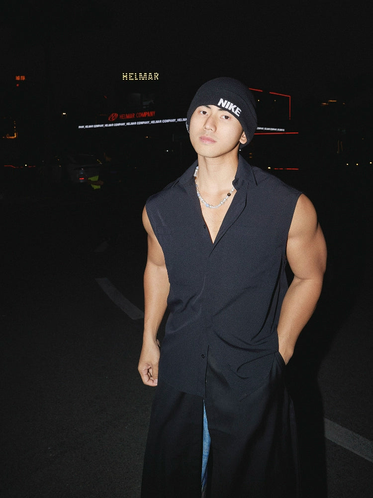 Ärmelloses lässiges lockeres Westehemd 