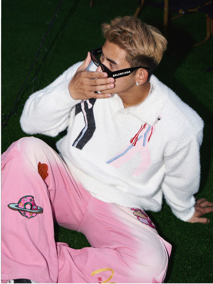 Lapel Polo Embroidered Sweater