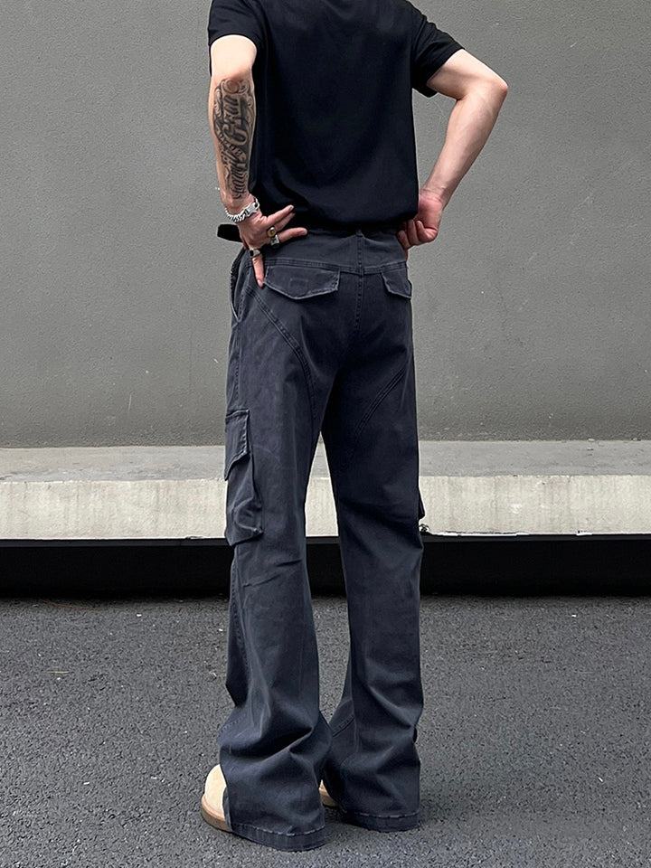 Vintage Multi-Pocket Flared Pants
