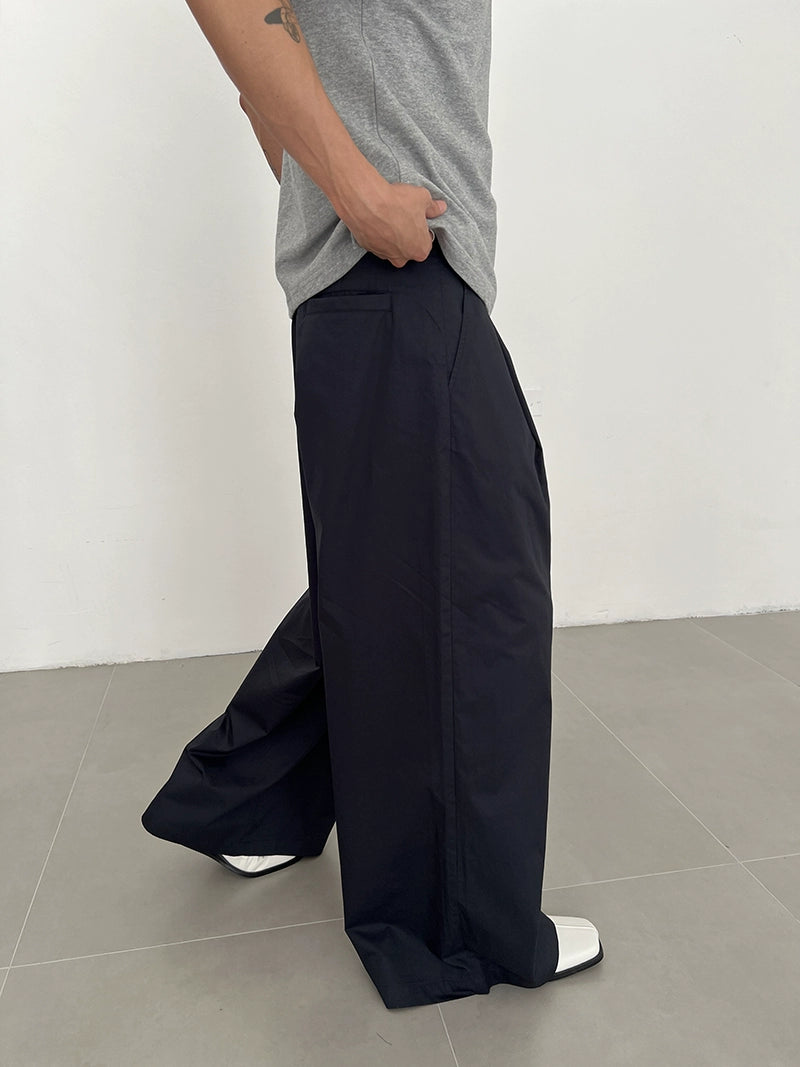 Asymmetrical Slanted Placket Wide Leg Pants