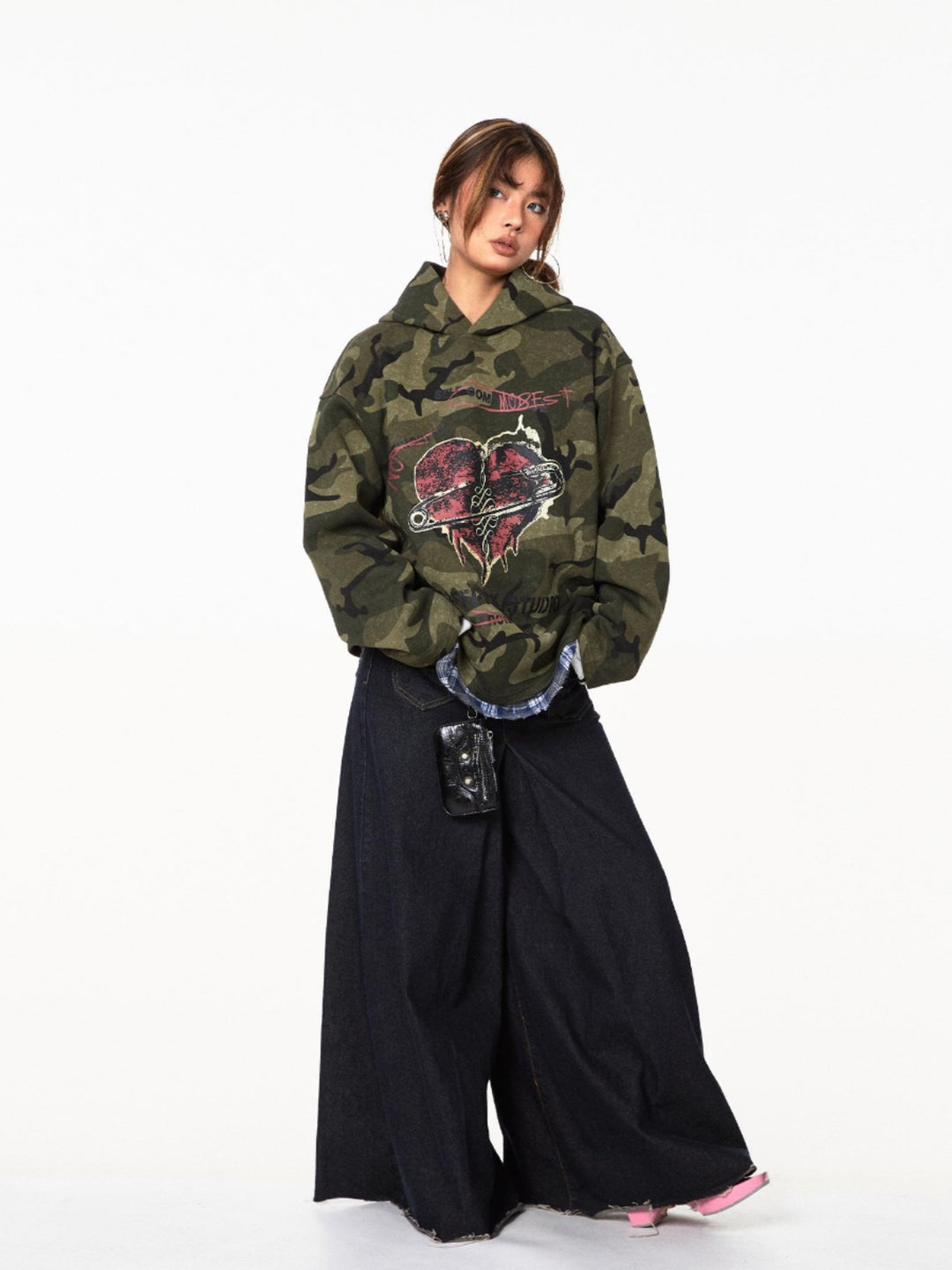 Camouflage Hooded Loose Sweatshirt