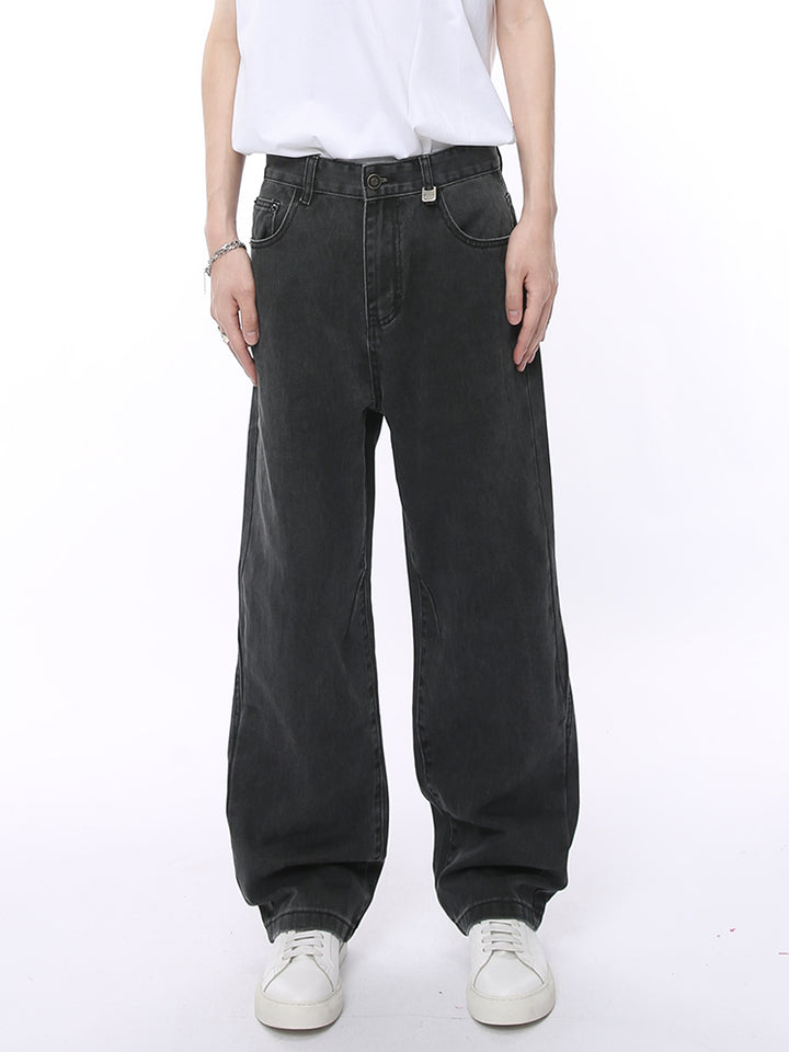 Mid-Waist Loose Straight Jeans