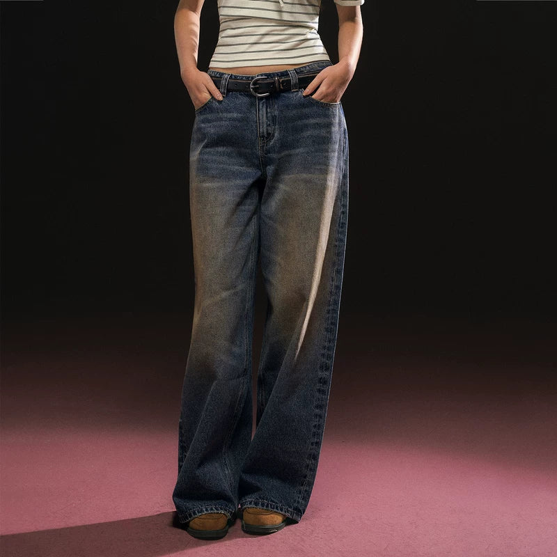 Calças de Denim Largas e Soltas Retro 