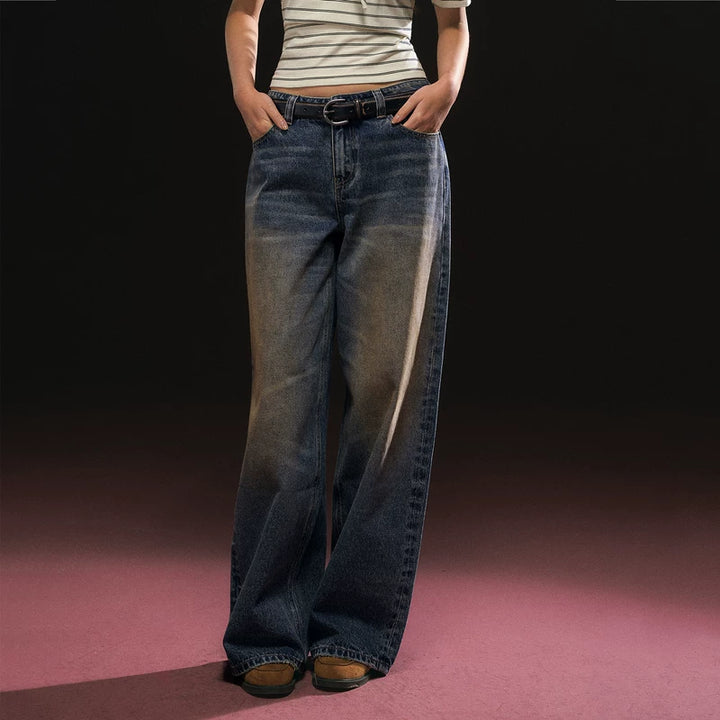 Calças de Denim Largas e Soltas Retro 