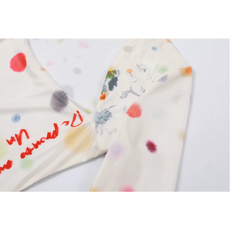 Polka Dot Long Sleeve Top and Skirt