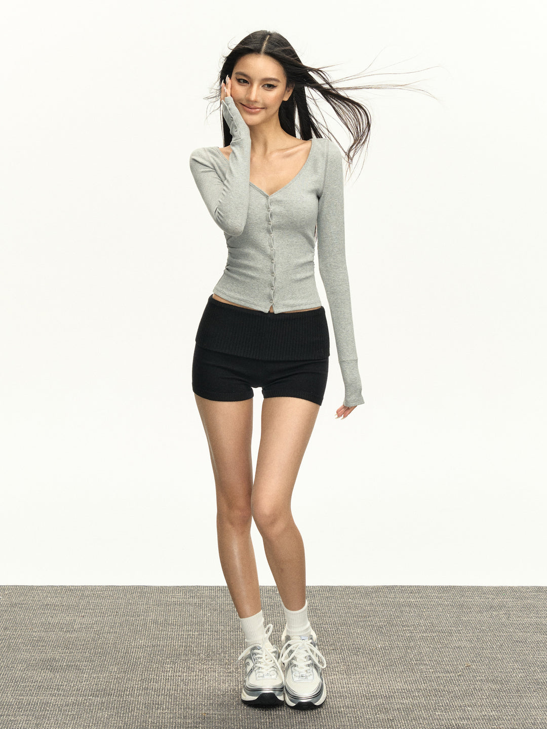 Knitted Low Waist Slim Fit Shorts